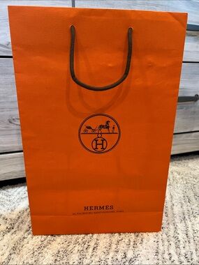 Hermes Orange Paper Shopping Bag with Signature Logo